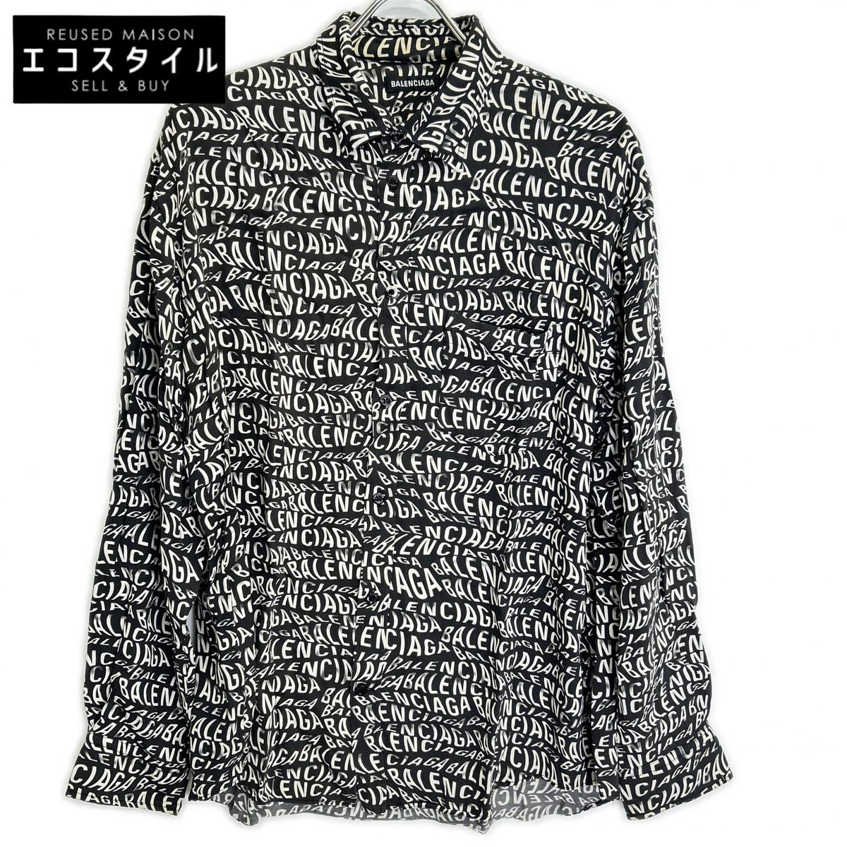 BALENCIAGA バレンシアガ 508467 ブラック 総柄ロゴ 長袖シャツ トップス