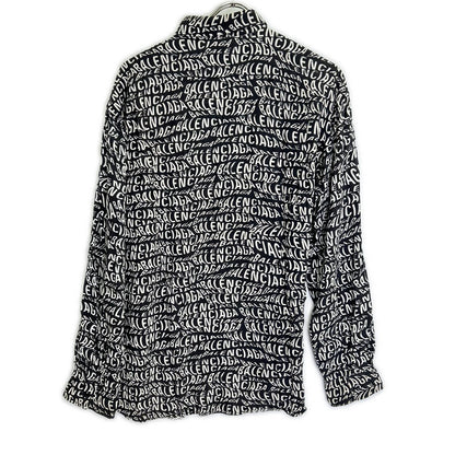 BALENCIAGA バレンシアガ 508467 ブラック 総柄ロゴ コットン 長袖シャツ トップス