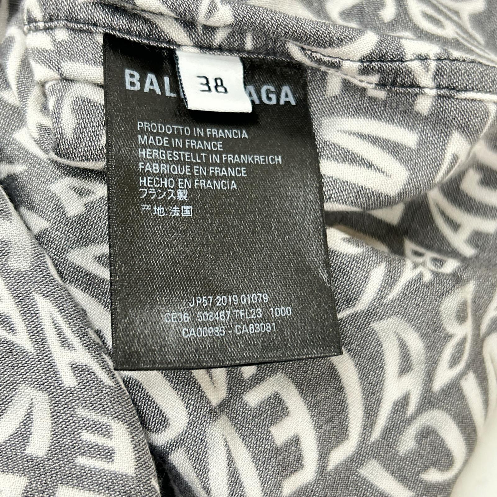 BALENCIAGA バレンシアガ 508467 ブラック 総柄ロゴ コットン 長袖シャツ トップス