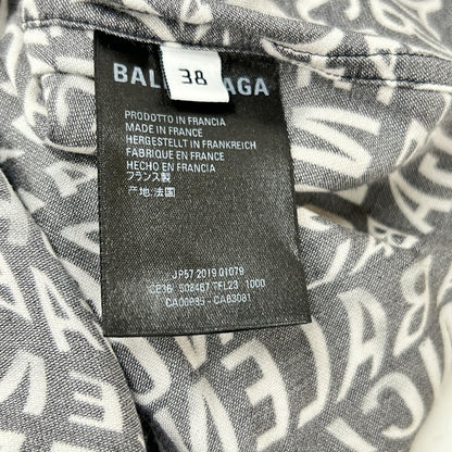BALENCIAGA バレンシアガ 508467 ブラック 総柄ロゴ コットン 長袖シャツ トップス