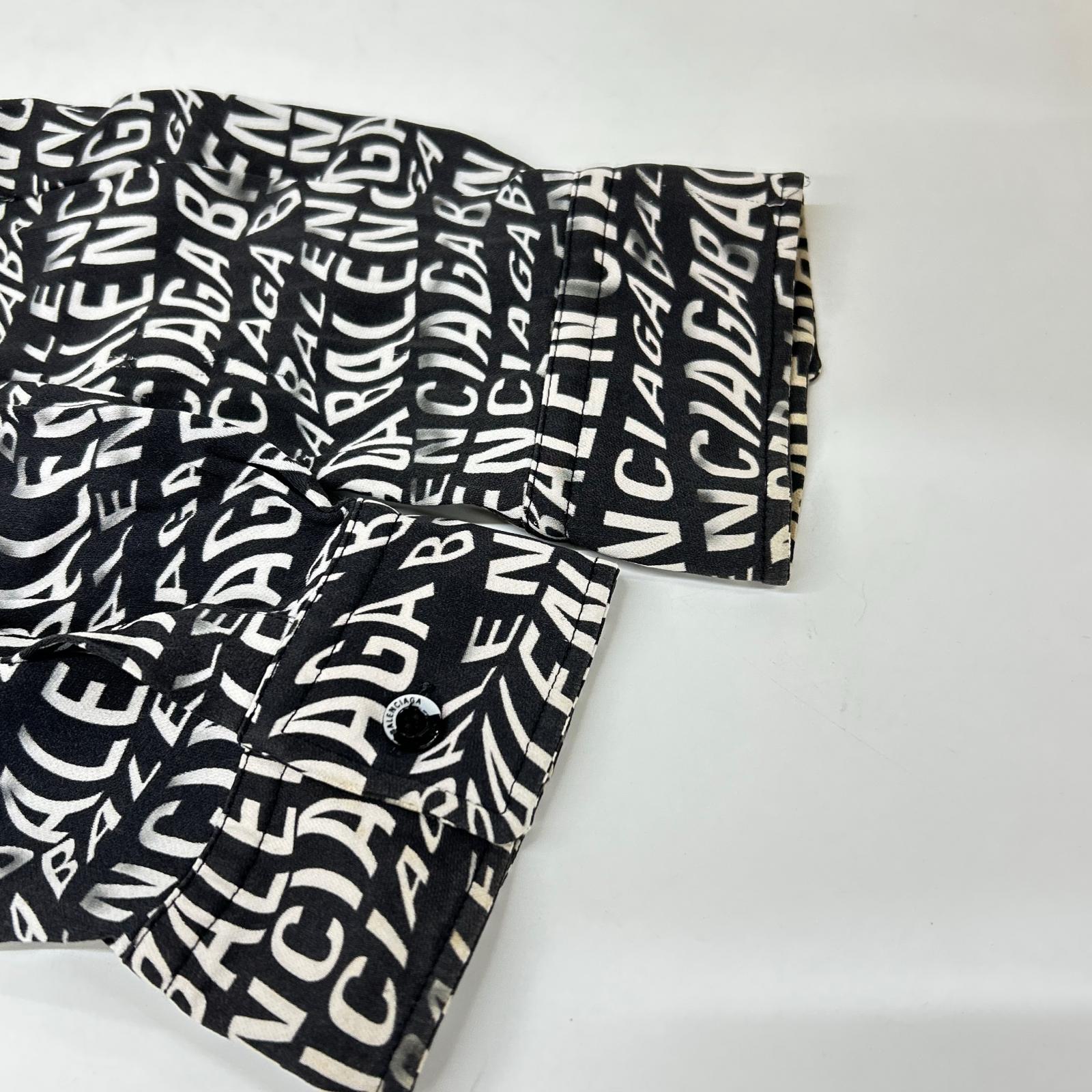 BALENCIAGA バレンシアガ 508467 ブラック 総柄ロゴ コットン 長袖シャツ トップス