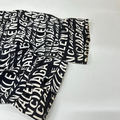 BALENCIAGA バレンシアガ 508467 ブラック 総柄ロゴ コットン 長袖シャツ トップス