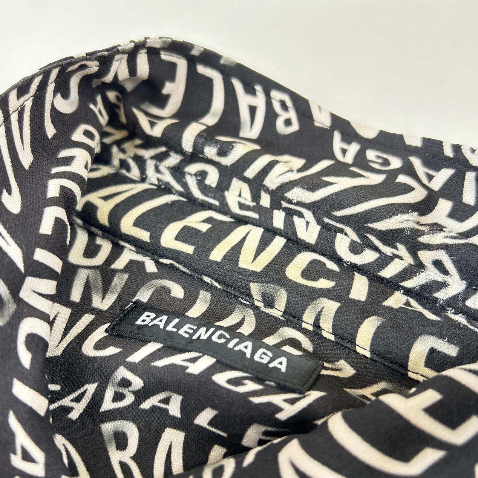 BALENCIAGA バレンシアガ 508467 ブラック 総柄ロゴ コットン 長袖シャツ トップス