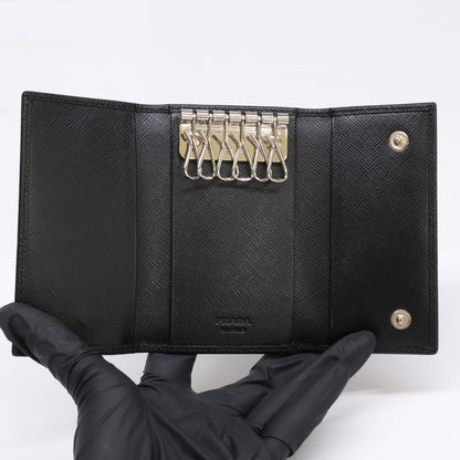 PRADA プラダ 【美品】トライアングルロゴ サフィアーノレザー 6連 キーケース