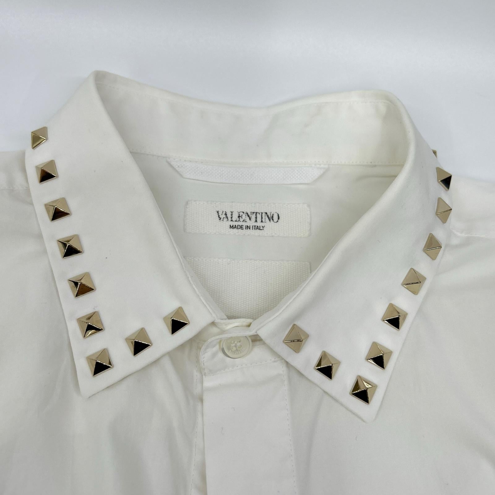 VALENTINO ヴァレンティノ 2V3AB25C4WW ホワイト 襟スタッズ シャツ トップス
