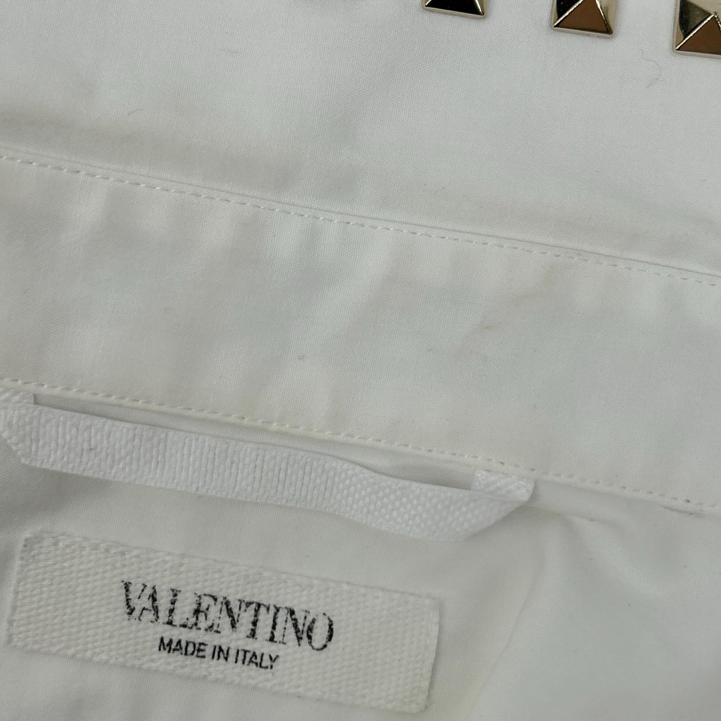 VALENTINO ヴァレンティノ 2V3AB25C4WW ホワイト 襟スタッズ シャツ トップス