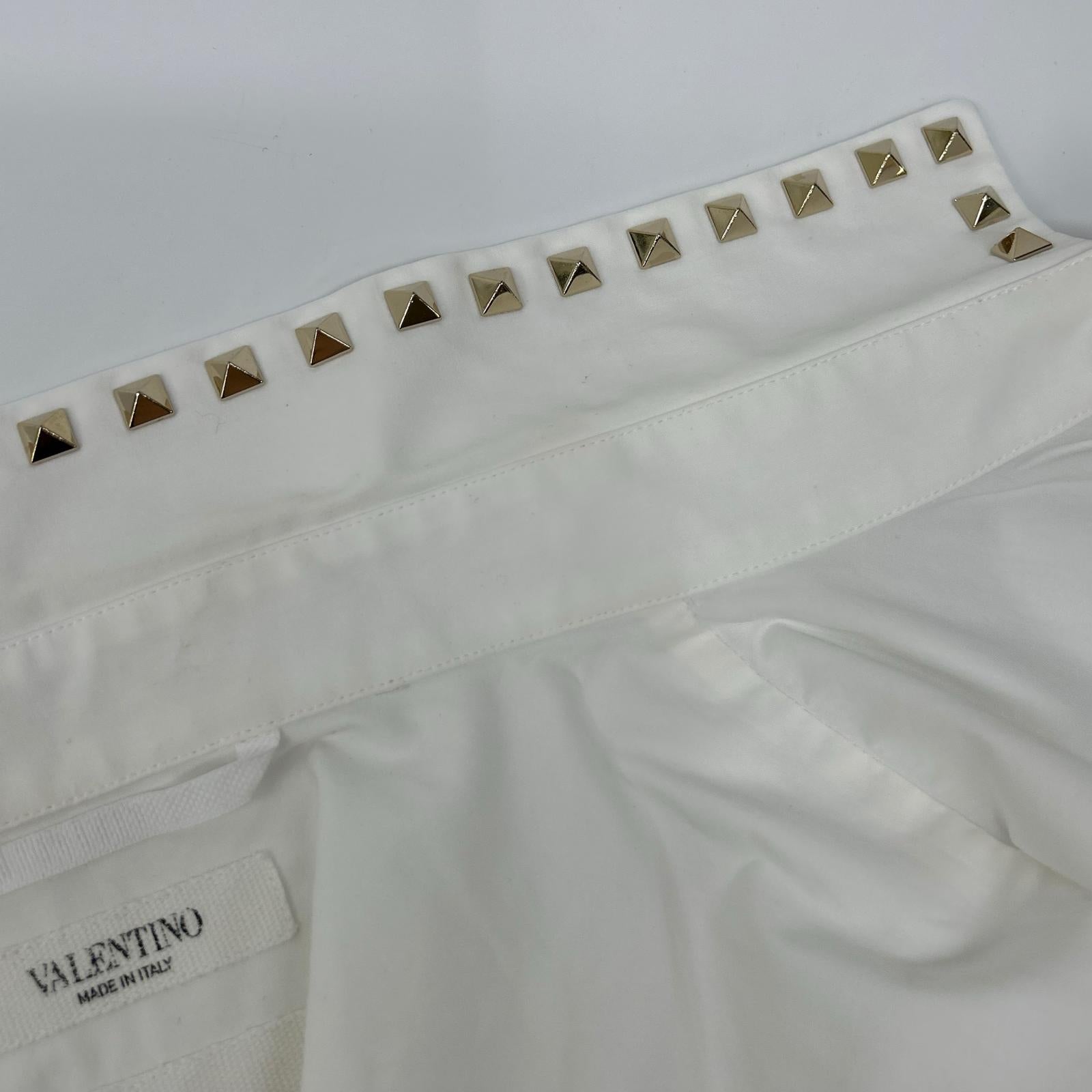 VALENTINO ヴァレンティノ 2V3AB25C4WW ホワイト 襟スタッズ シャツ トップス