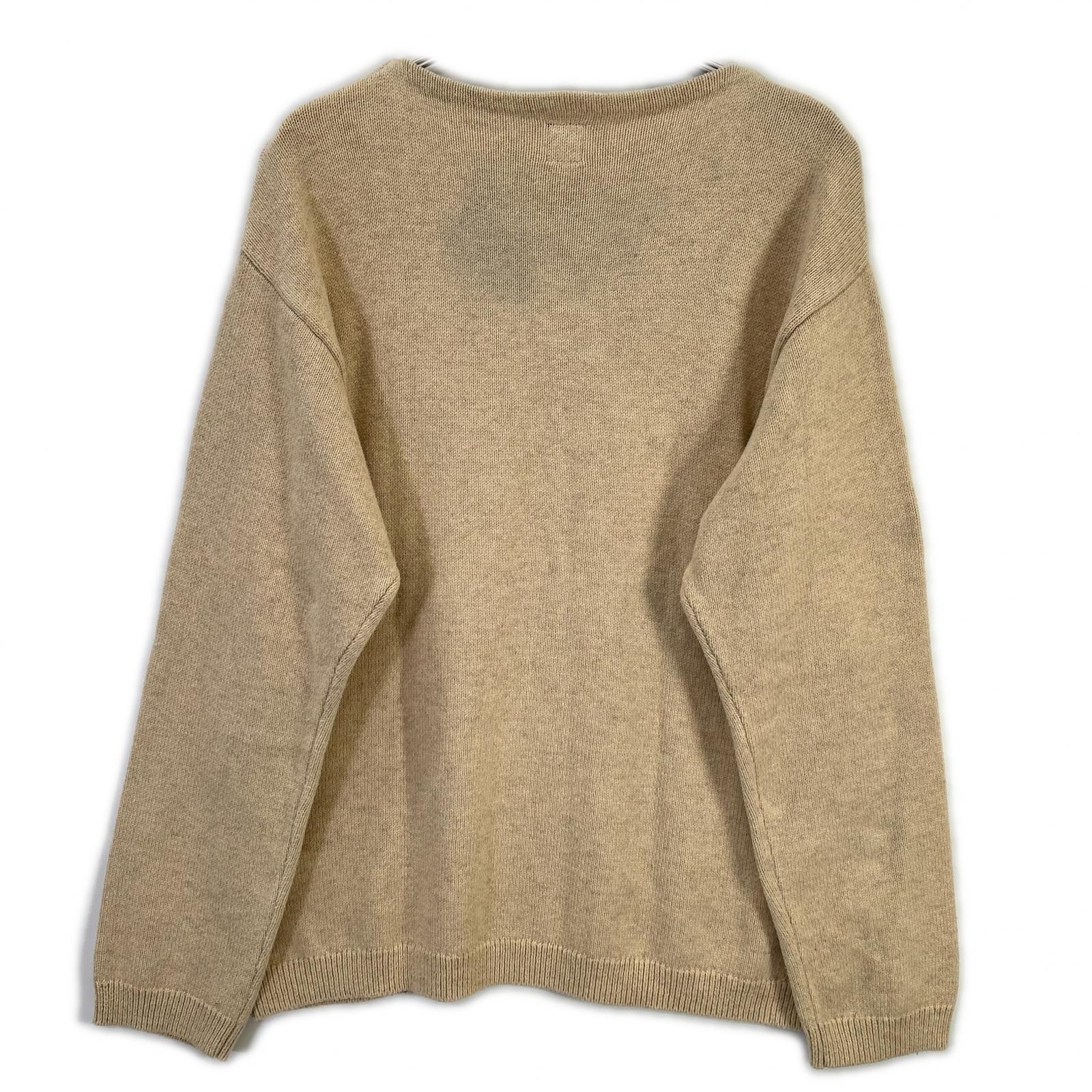 た*ん様 HUMAN MADE ハートニットセーター ボートネック ベージュ L HUMAN MADE ヒューマンメイド ライトベージュ ハートロゴ フリース