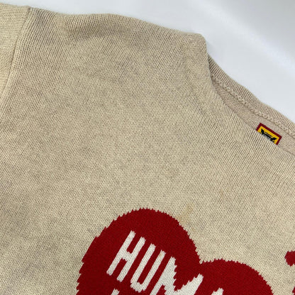 HUMAN MADE ヒューマンメイド ライトベージュ ハートロゴ フリース ニットセーター トップス