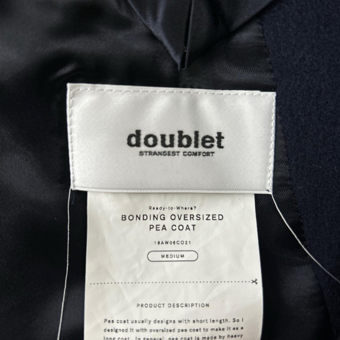 doublet ダブレット ネイビー 18AW06CO21 BONDING OVERSIZED ピーコート コート