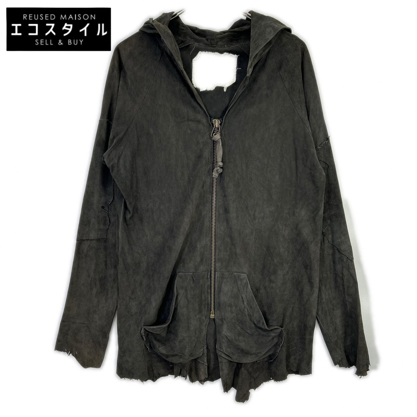 GREG LAUREN グレッグローレン チャコール スエード COAL フーディパーカー トップス