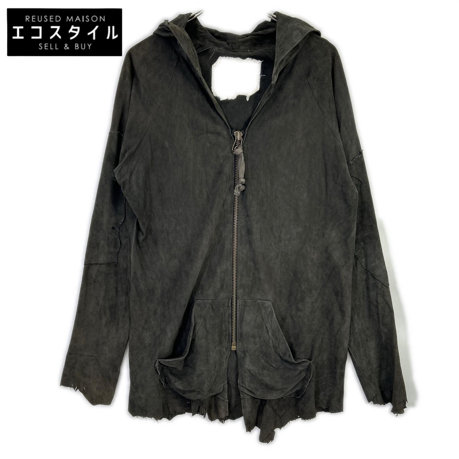 GREG LAUREN グレッグローレン チャコール スエード COAL フーディパーカー トップス