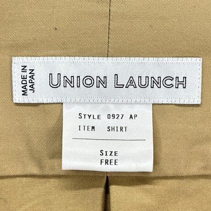 UNION LAUNCH ユニオンランチ ベージュ 0927AP コットン フライフロント オーバー ロングシャツ トップス