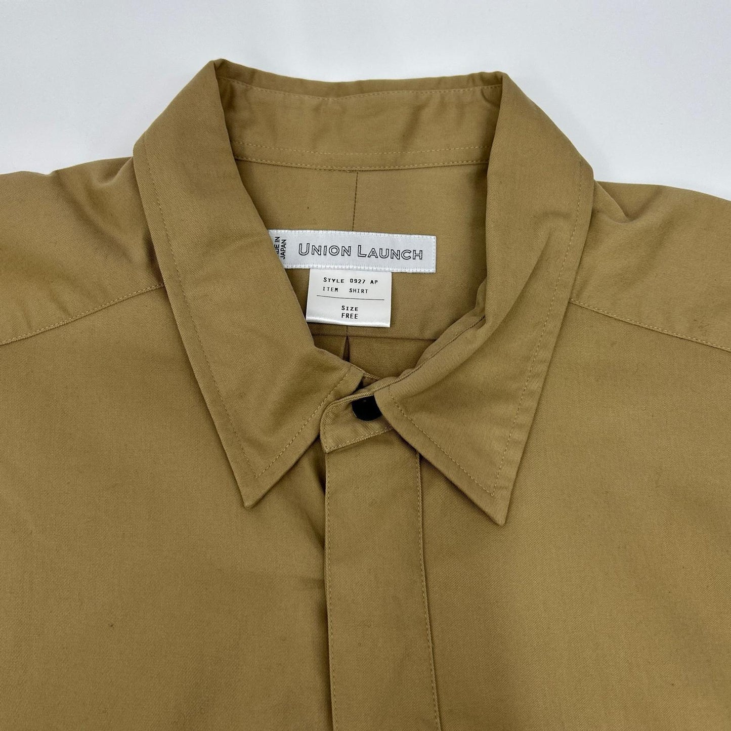 UNION LAUNCH ユニオンランチ ベージュ 0927AP コットン フライフロント オーバー ロングシャツ トップス