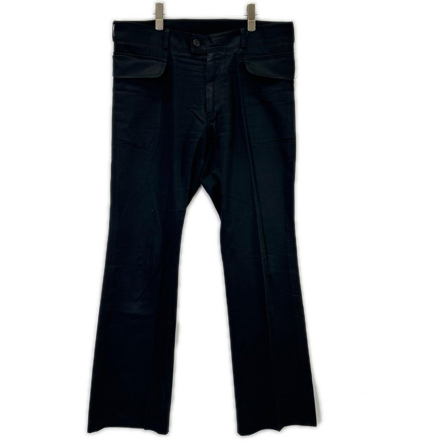 YvesSaintLaurent イヴサンローラン ブラック コットン セミフレアパンツ ボトムス