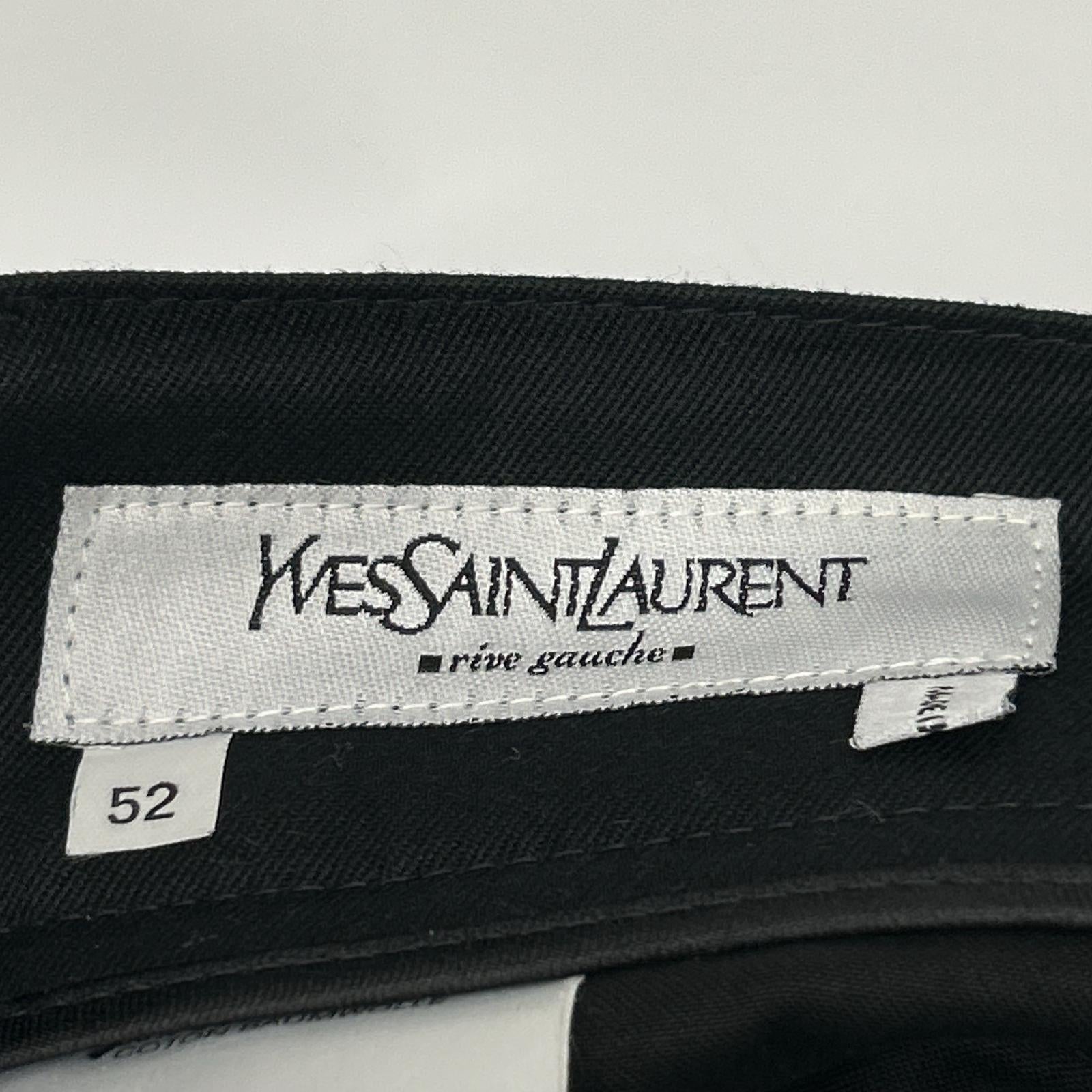 YvesSaintLaurent イヴサンローラン ブラック コットン セミフレアパンツ ボトムス
