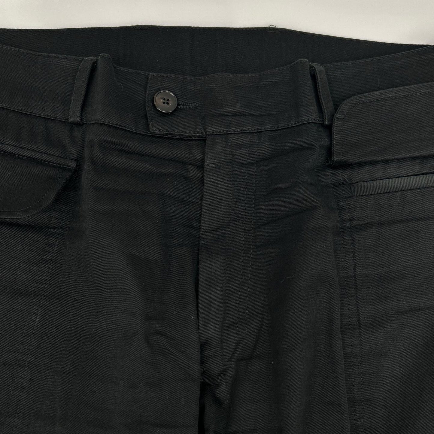 YvesSaintLaurent イヴサンローラン ブラック コットン セミフレアパンツ ボトムス