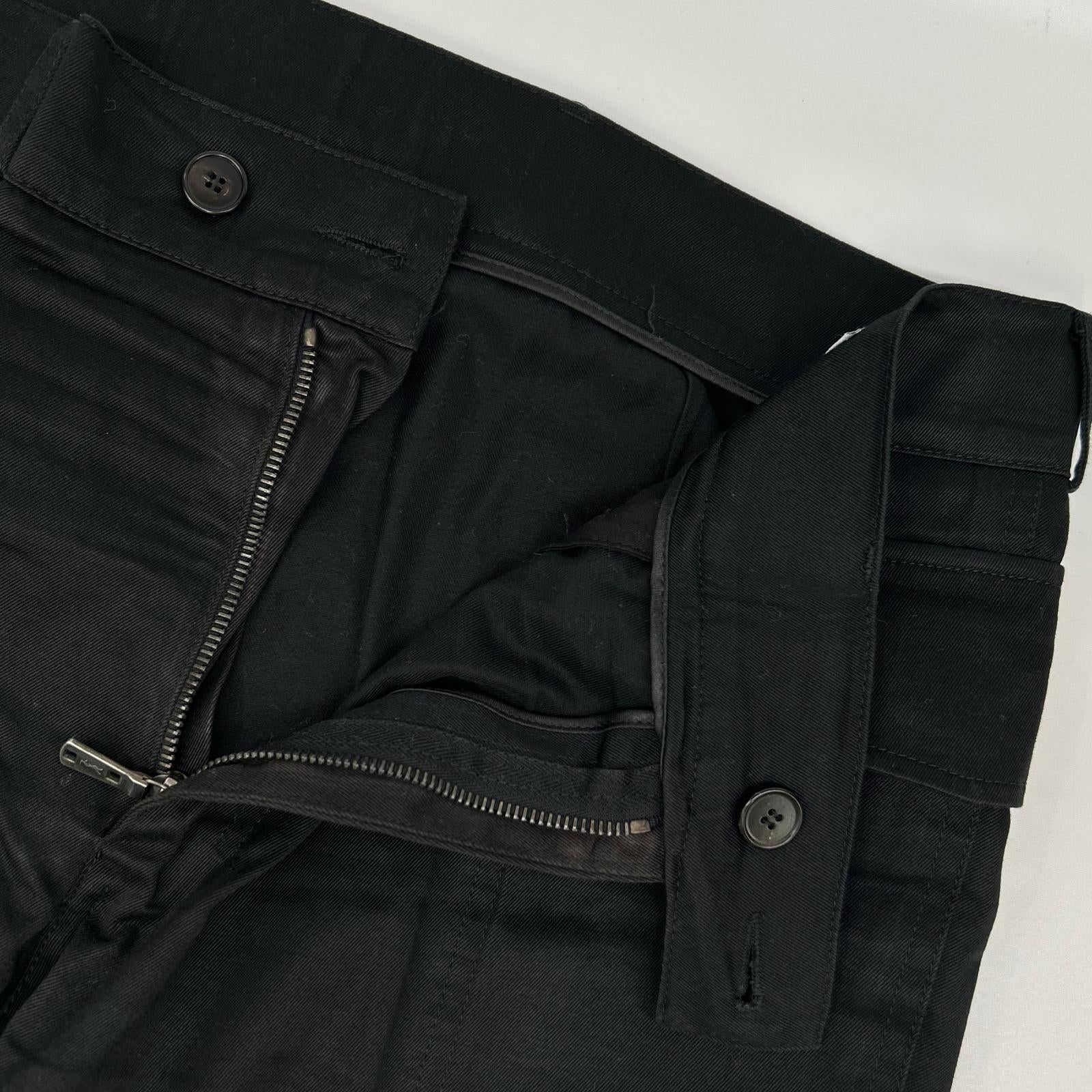 YvesSaintLaurent イヴサンローラン ブラック コットン セミフレアパンツ ボトムス