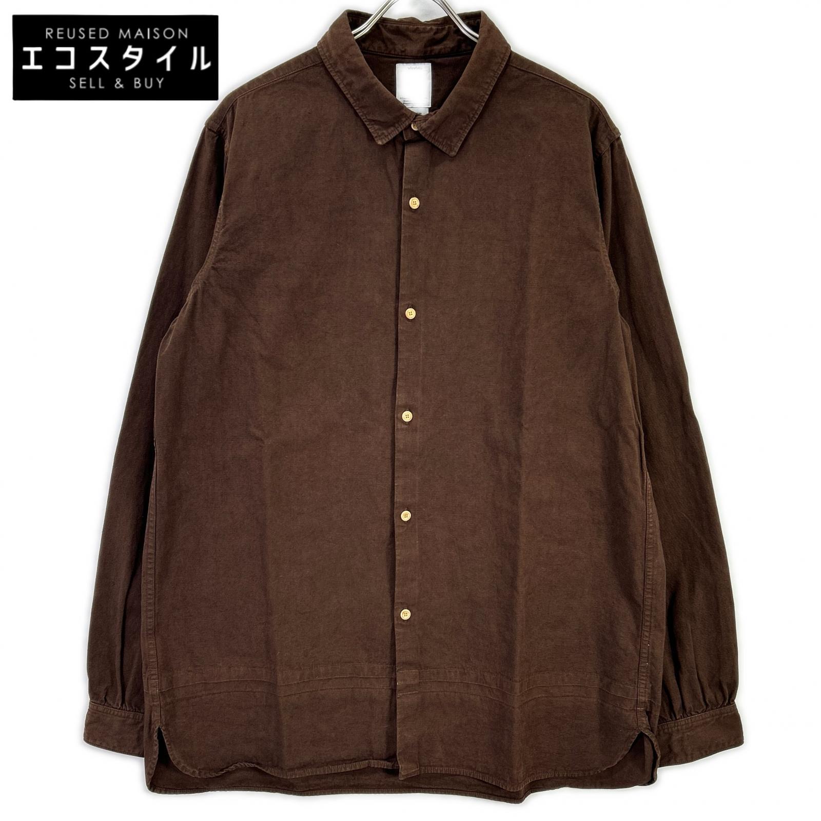 VISVIM ビズビム ブラウン 0115205011010 LONG RIDER 後染めコットン ヘンプ 長袖シャツ トップス