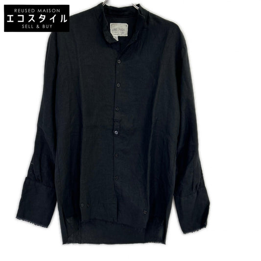 GREG LAUREN グレッグローレン ブラック カットオフ リネン シャツ トップス