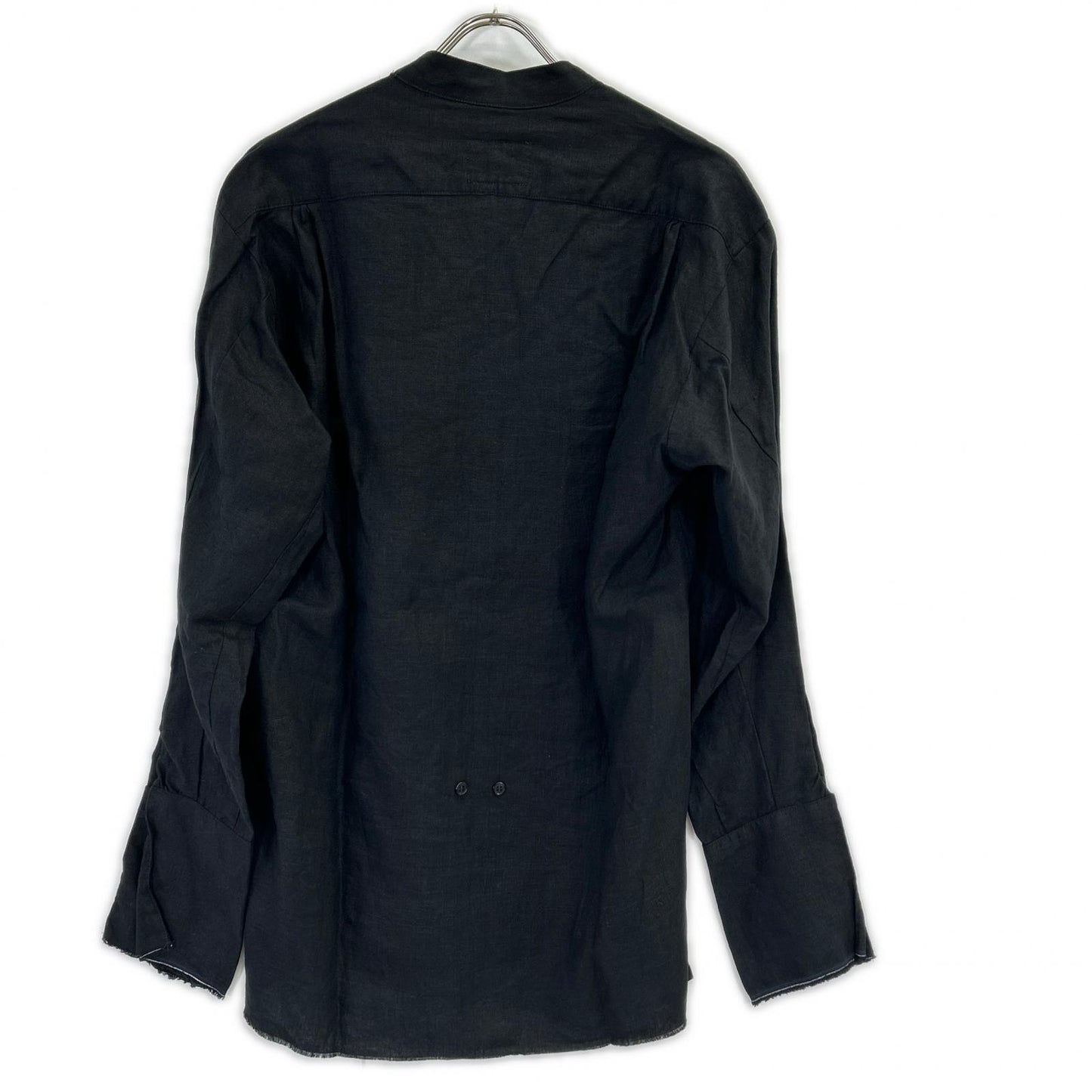 GREG LAUREN グレッグローレン ブラック カットオフ リネン シャツ トップス