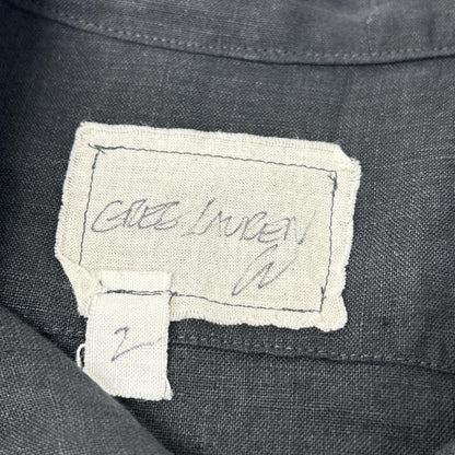 GREG LAUREN グレッグローレン ブラック カットオフ リネン シャツ トップス