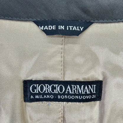 GIORGIOARMANI ジョルジオアルマーニ カーキ 裏地チェック ベルト付きロングトレンチコート コート