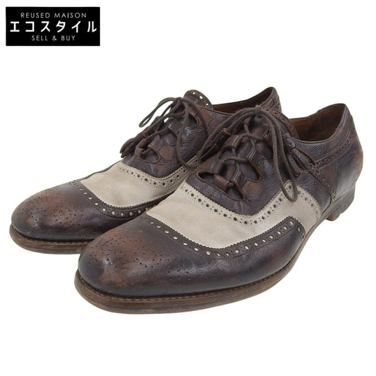 Church's チャーチ レザー ビンテージ加工 シャンガイ ギリ―シューズ メンズ ブラウン×ホワイト 42 シューズ