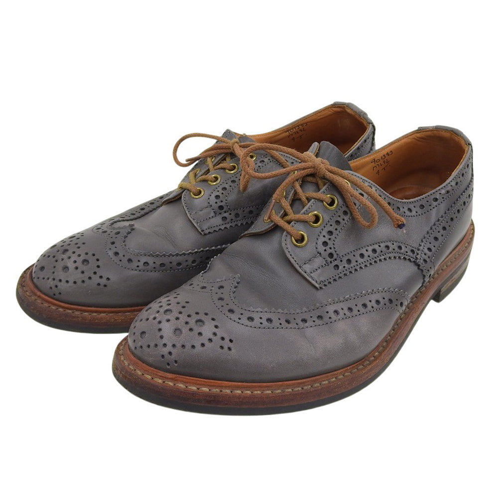 Tricker's トリッカーズ BOUTON レザー ウイングチップ シューズ メンズ グレー 9.5 シューズ