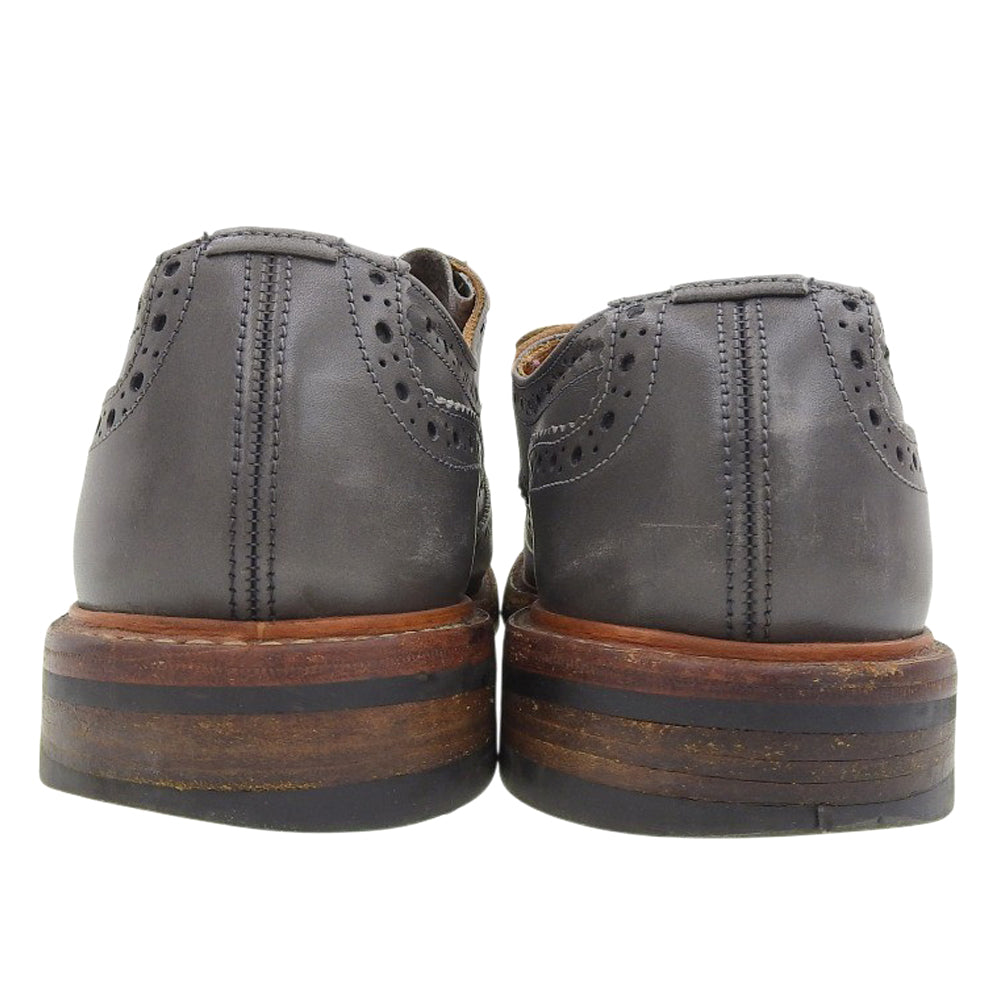 Tricker's トリッカーズ BOUTON レザー ウイングチップ シューズ メンズ グレー 9.5 シューズ