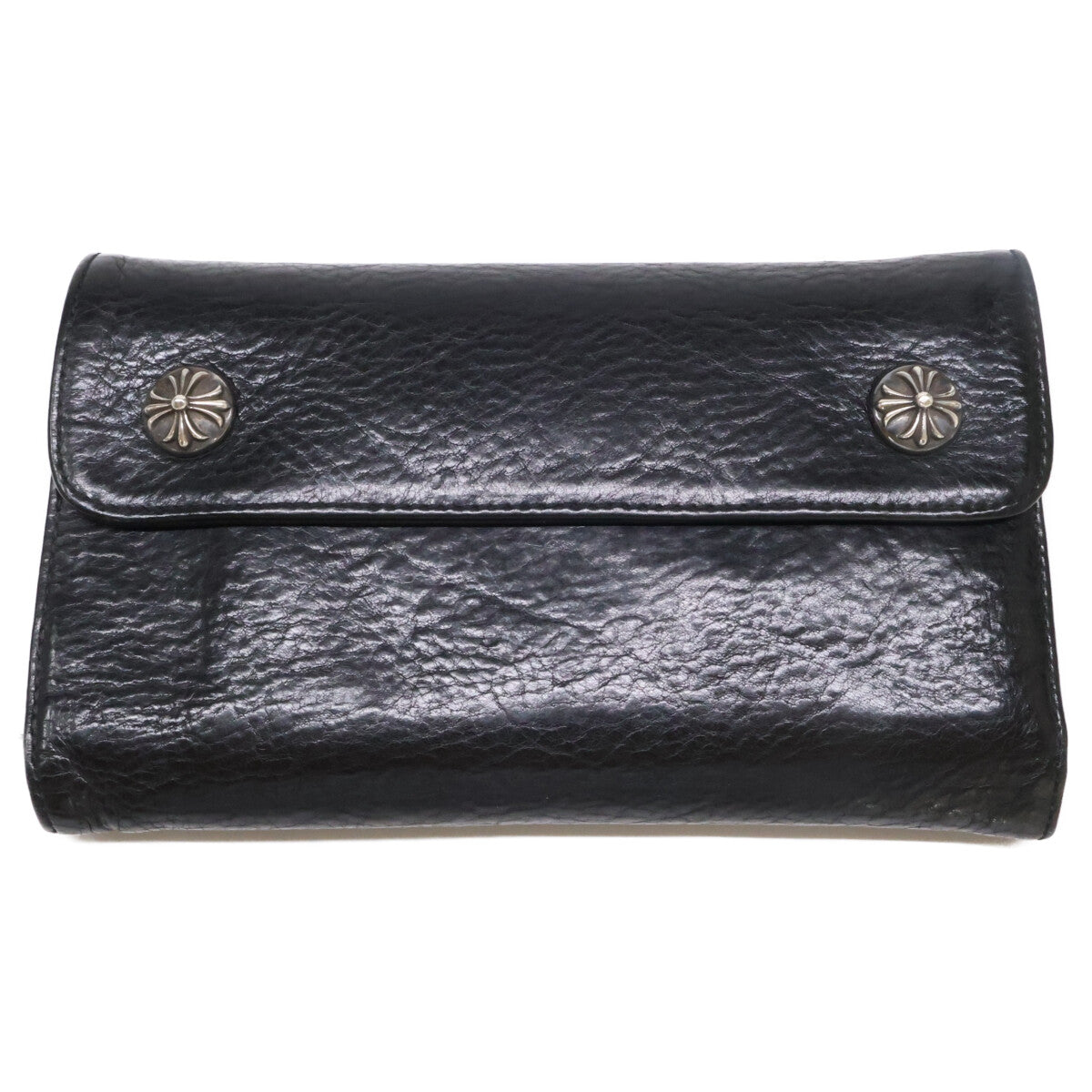 Chrome hearts クロムハーツ クロスボタン ヘビーレザー ウェーブウォレット 長財布（小銭入れあり）