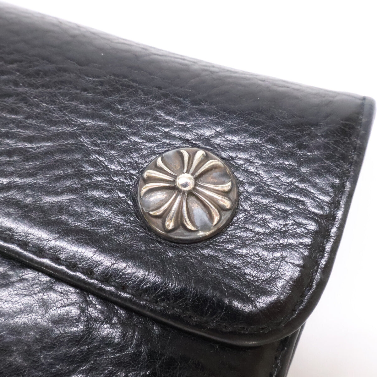 Chrome hearts クロムハーツ クロスボタン ヘビーレザー ウェーブウォレット 長財布（小銭入れあり）