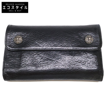 Chrome hearts クロムハーツ クロスボタン ヘビーレザー ウェーブウォレット 長財布（小銭入れあり）