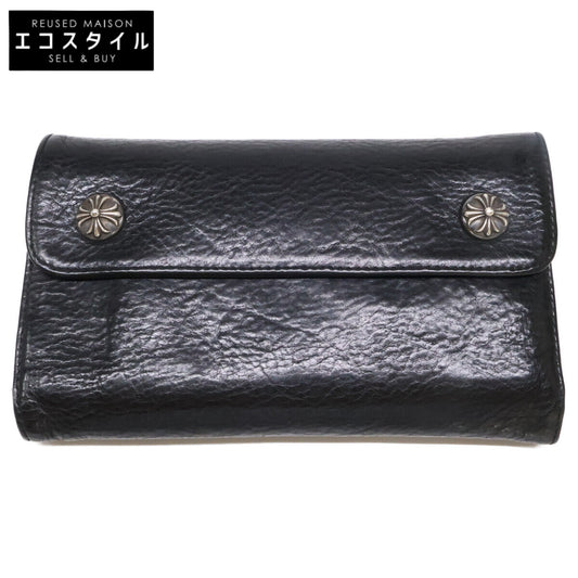 Chrome hearts クロムハーツ クロスボタン ヘビーレザー ウェーブウォレット 長財布（小銭入れあり）