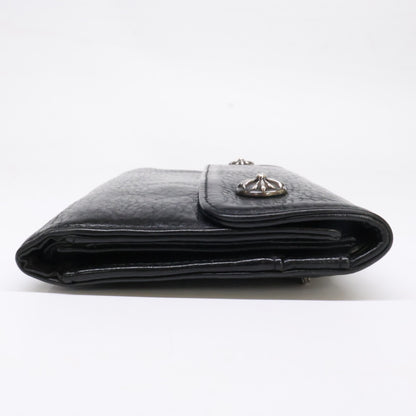 Chrome hearts クロムハーツ クロスボタン ヘビーレザー ウェーブウォレット 長財布（小銭入れあり）
