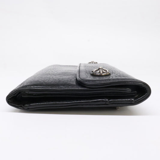 Chrome hearts クロムハーツ クロスボタン ヘビーレザー ウェーブウォレット 長財布（小銭入れあり）