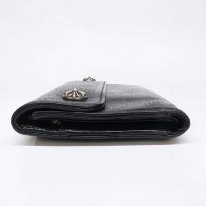 Chrome hearts クロムハーツ クロスボタン ヘビーレザー ウェーブウォレット 長財布（小銭入れあり）