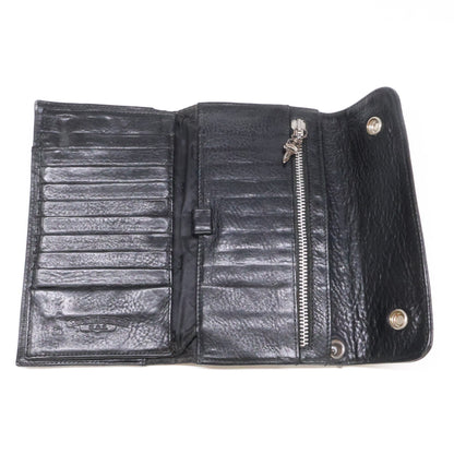 Chrome hearts クロムハーツ クロスボタン ヘビーレザー ウェーブウォレット 長財布（小銭入れあり）