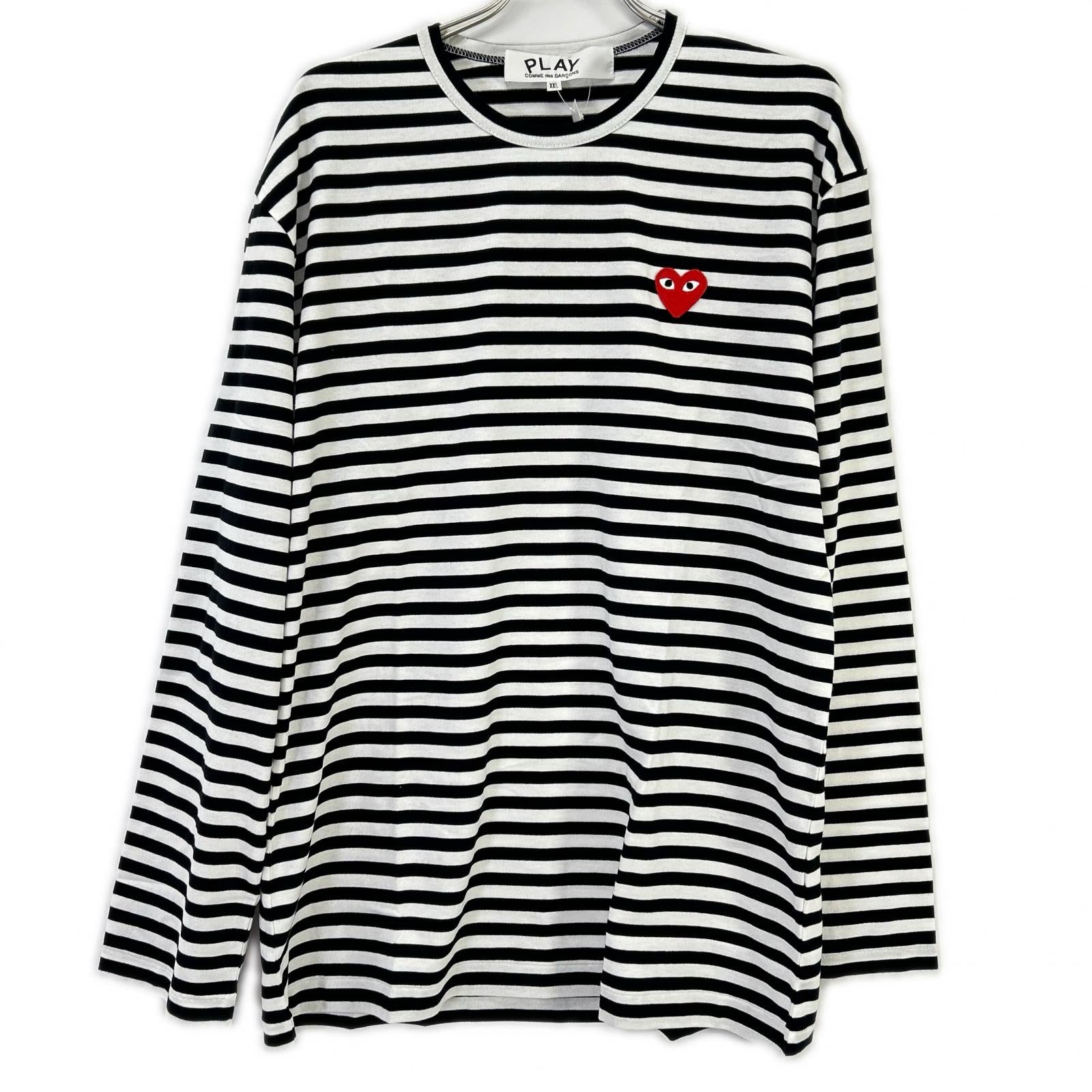 PLAYCOMMEdesGARCONS プレイコムデギャルソン ボーダー クルーネック ロングTシャツ トップス