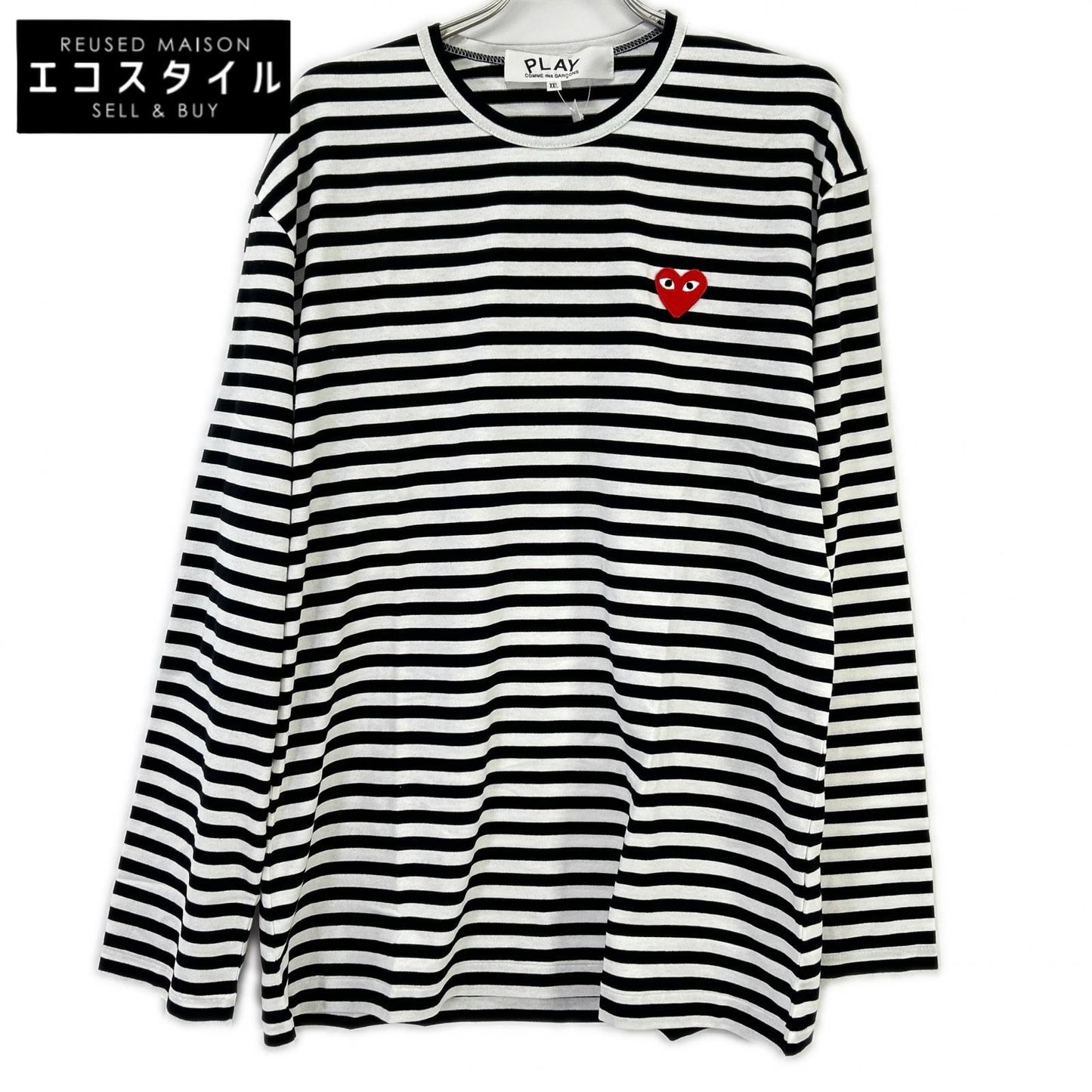 PLAYCOMMEdesGARCONS プレイコムデギャルソン ボーダー クルーネック ロングTシャツ トップス