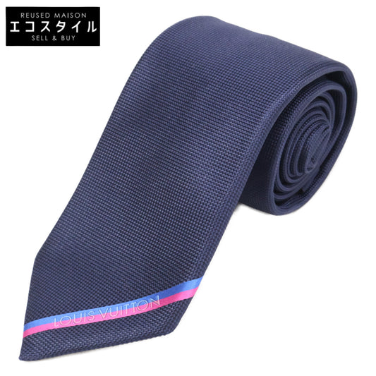 LOUIS VUITTON Louis Vuitton Like-New/Domestic Authorized M77837 Cravat LV Bottom Stripe 7CM Silk Tie