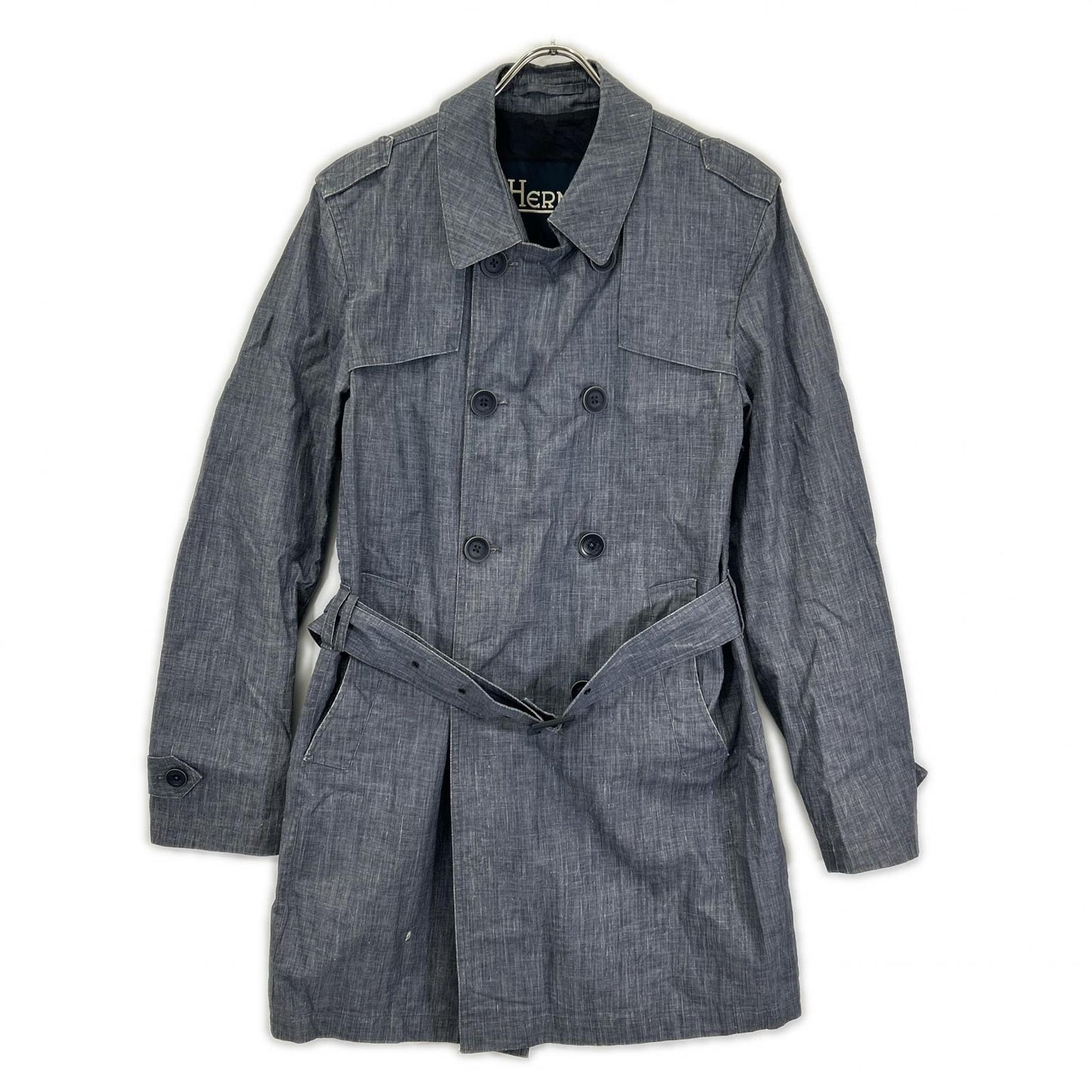 HERNO ヘルノ IM0126U-17100-9100 ブルー トレンチコート リネン コート
