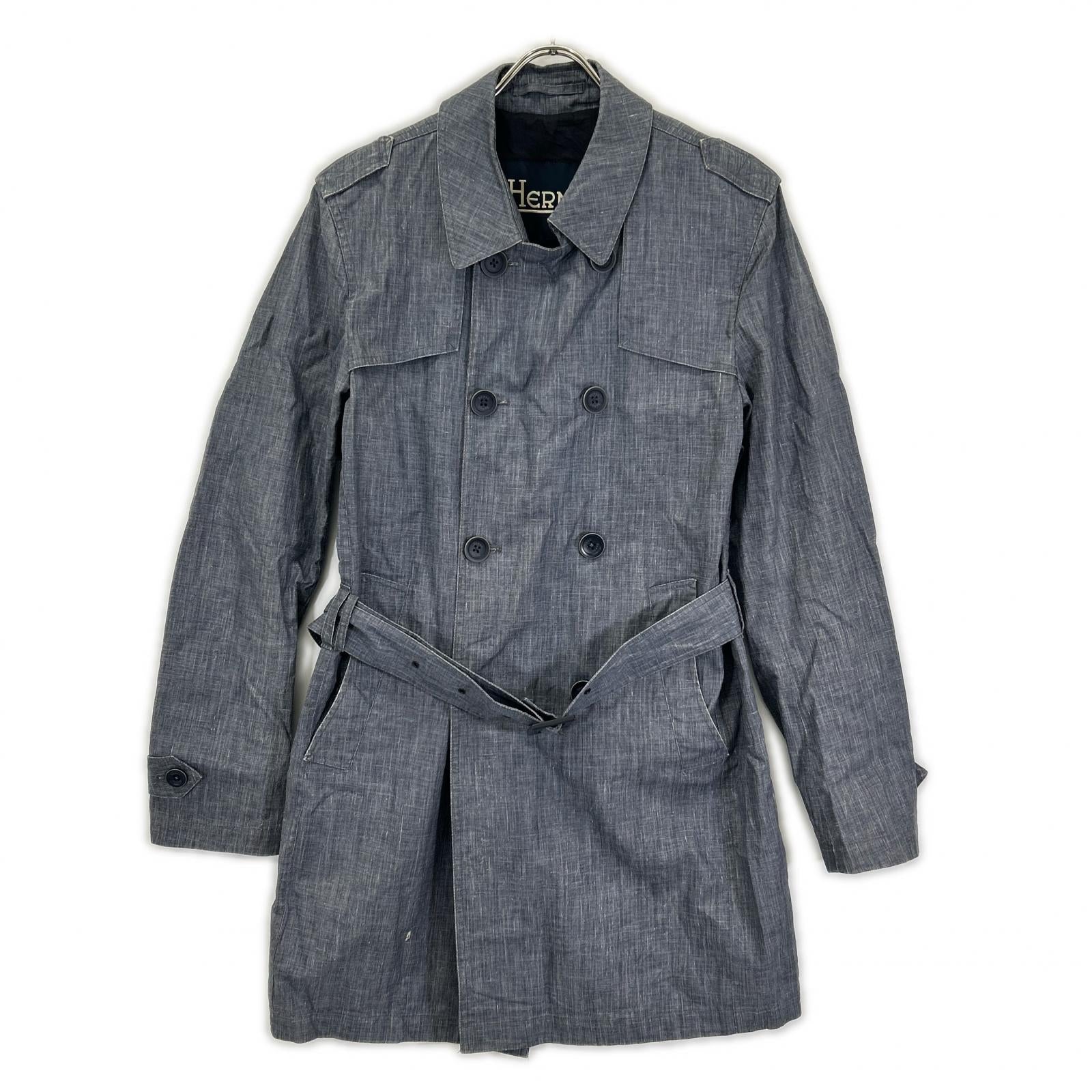 HERNO ヘルノ IM0126U-17100-9100 ブルー トレンチコート リネン コート