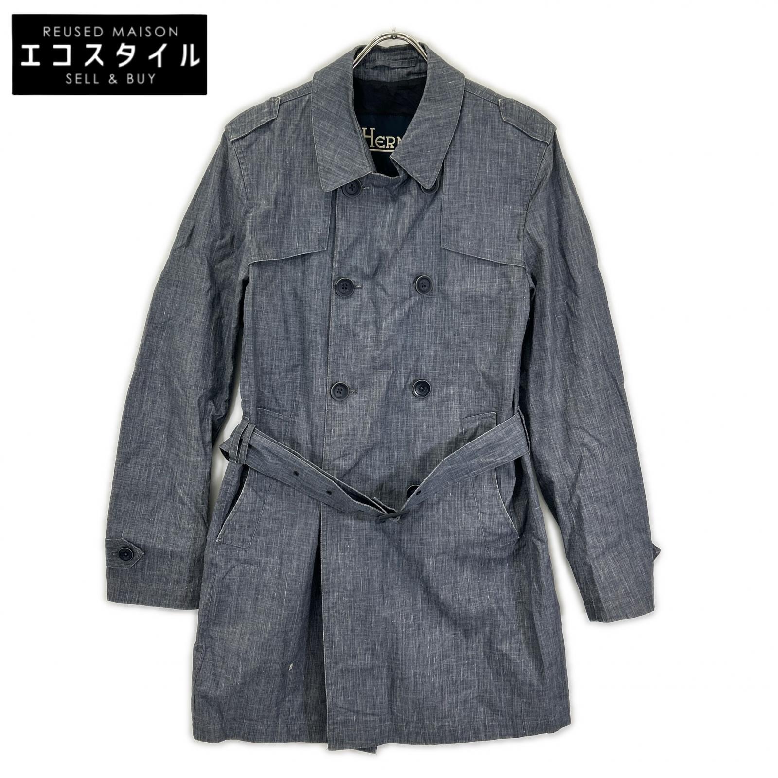 HERNO ヘルノ IM0126U-17100-9100 ブルー トレンチコート リネン コート