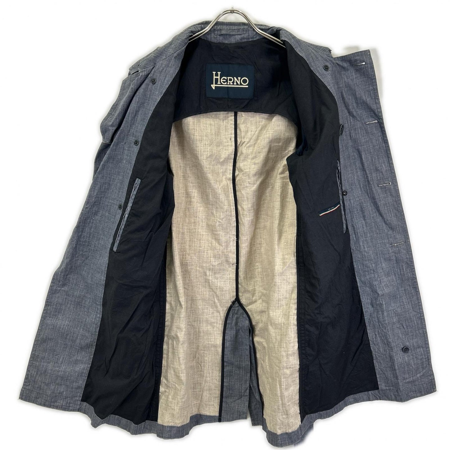 HERNO ヘルノ IM0126U-17100-9100 ブルー トレンチコート リネン コート