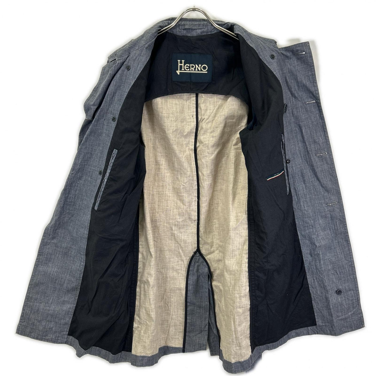 HERNO ヘルノ IM0126U-17100-9100 ブルー トレンチコート リネン コート