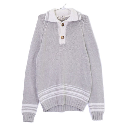 HERMES エルメス カシミヤ混 ハーフボタン ローゲージ ニットセーター トップス