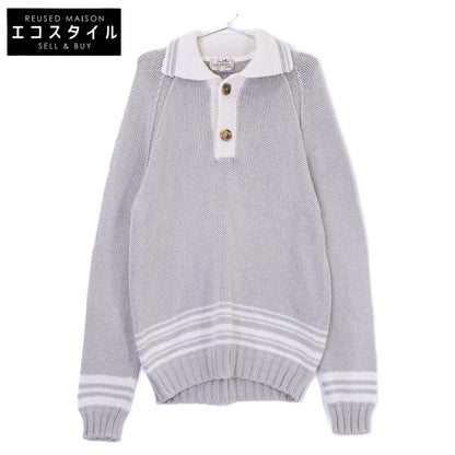 HERMES エルメス カシミヤ混 ハーフボタン ローゲージ ニットセーター トップス