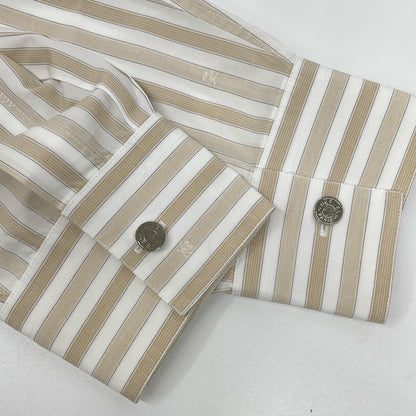 HERMES エルメス ベージュ×ホワイト ストライプシャツ トップス