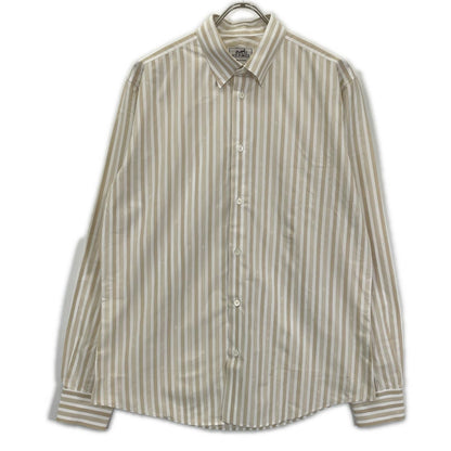 HERMES エルメス ベージュ×ホワイト ストライプシャツ トップス